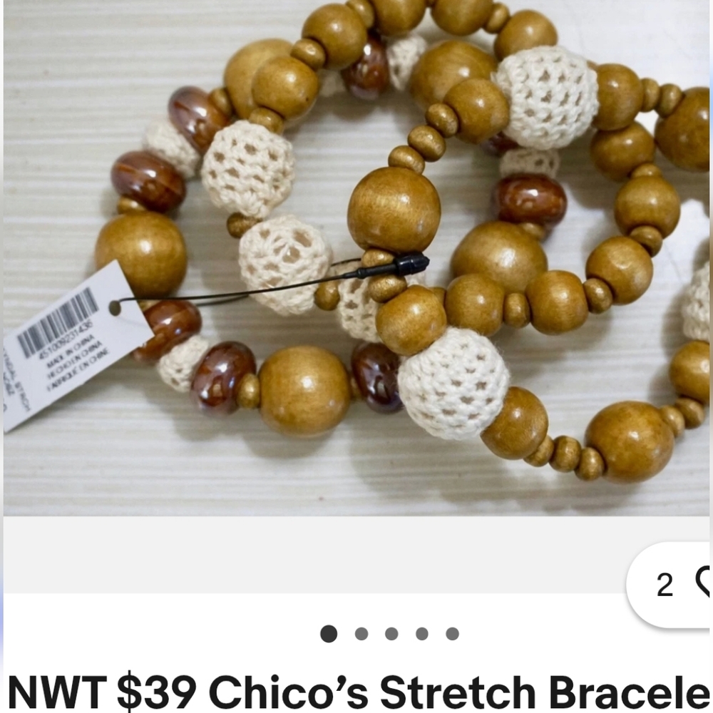 Chicos Wood Resin Stretch Braclet - Picture 7 of 8